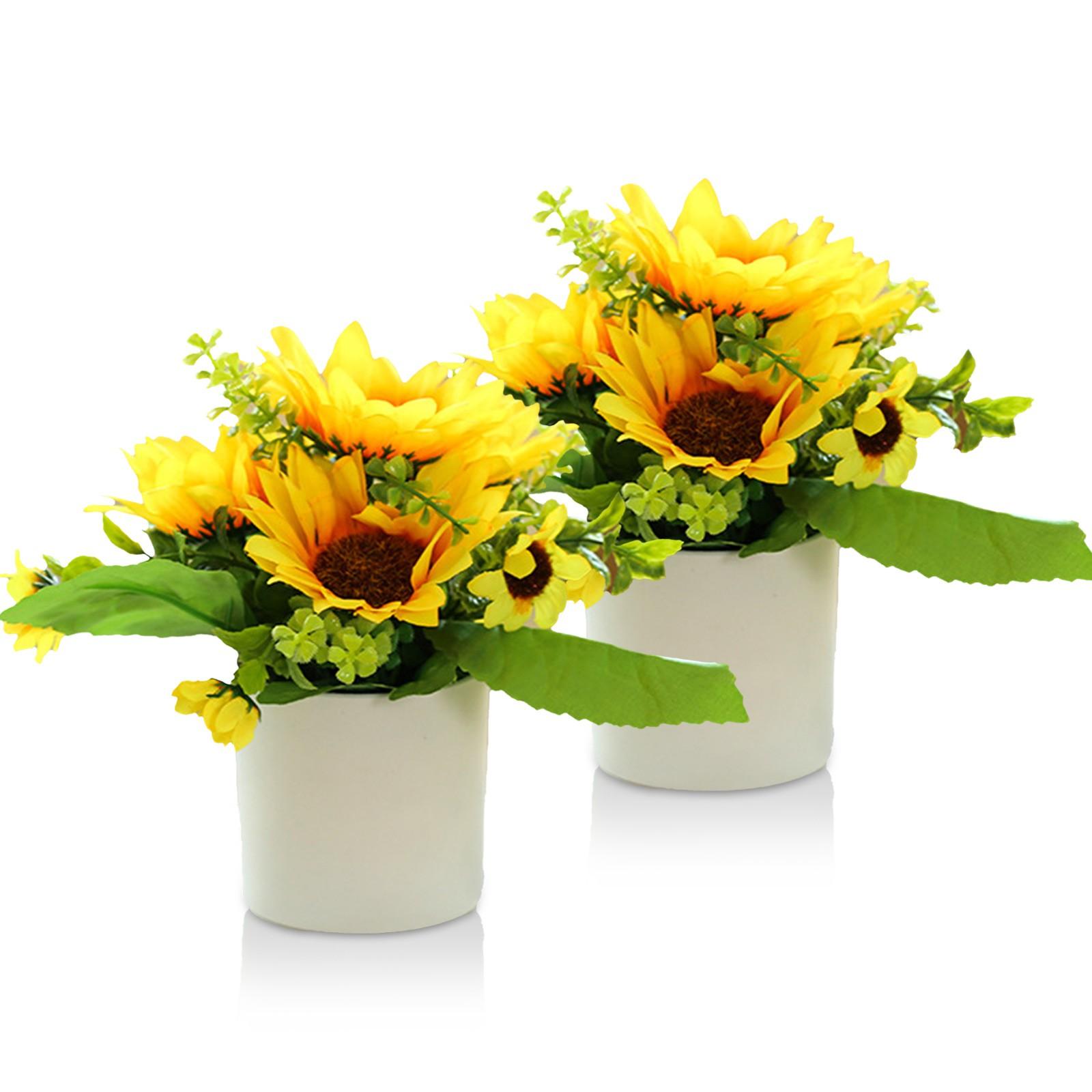 

Искусственные цветы из ткани подсолнечника, пластиковые горшки, материал высокого качества