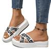 New cross-strapped thick-bottomed cool slippers 2025 summer casual letter color matching large-size beach slippers women 43