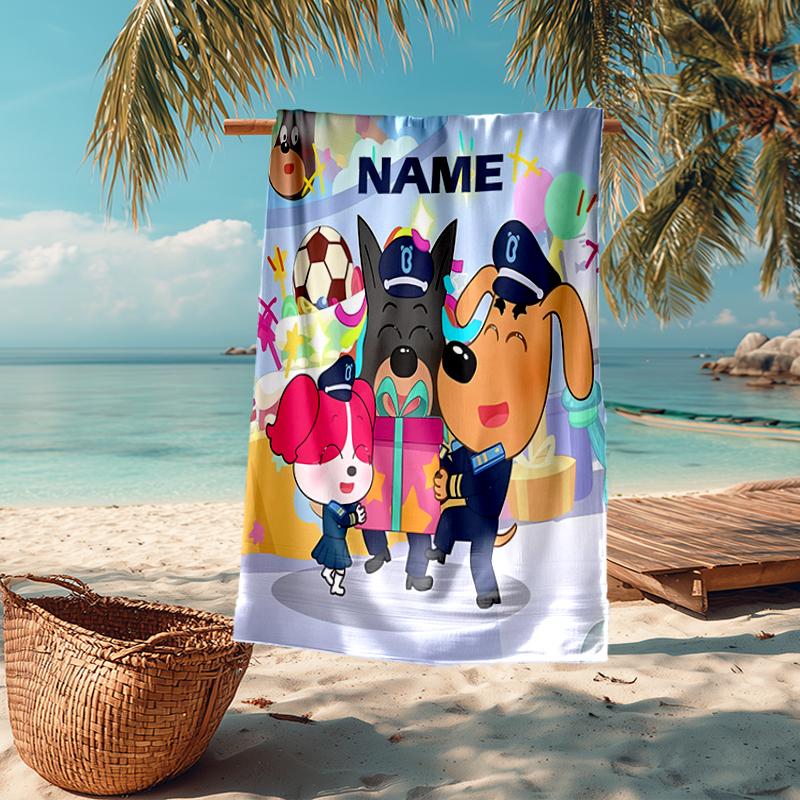 Custom Name Ultra-Soft Beach Towel with Sheriff Labrador Theme,Ideal for Pool - Camping, Diving - Perfect Travel Essential, Vibrant Beach Towel.