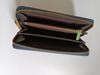 Fashionable women's leather long wallet with separate coin compartment, large capacity, and round zipper (Navy)