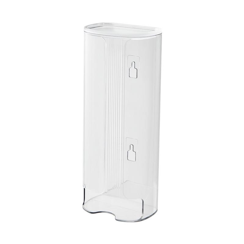 Punch-Free Wall-Mounted Trash Bag Storage Box - Transparent Plastic Wrap Sleeve Organizer for Kitchen