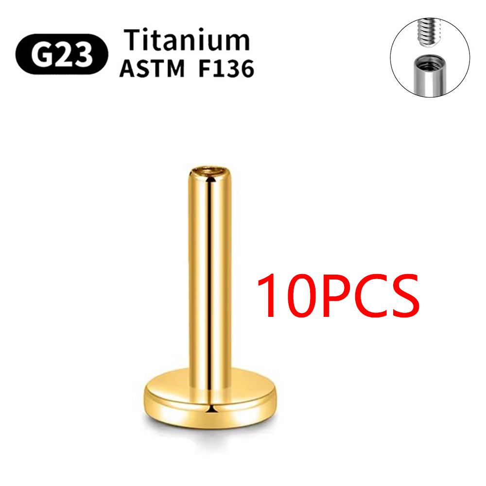 10pcs G23 Titanium Piercing Labret Stud Earrings Internal Thread Base Wholesale Ear Lips Nose Piercing Jewelry Accessories