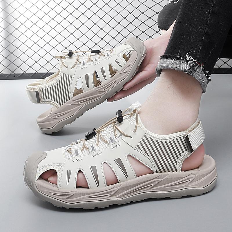 

Мужские Сандалии для Хайкинга Открытый Воздух Лето Черный Зеленый Широкая Стопа Спортивные Пляжные Обувь Большого Размера EU:45 слоновая кость