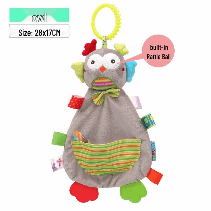 BBSKY Baby Plush Rattle: Newborn Comfort Towel & Soothing Chew Toy Approximately 28cm
