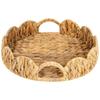 Runde Servierplatte mit Spitzrand, Serviertablett mit integrierten Griffen, für Couchtischdekoration, aus Rattan gefertigt (1 Stück)