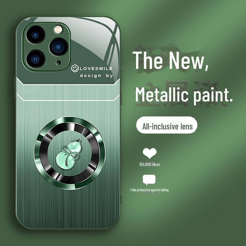 Kompatibilní s iPhone X/XS, 11/12, 13Pro a XR SE: Luxusní pouzdro s texturou dřeva a tekutým sklem ve tvaru tykve pro štěstí, odolné proti pádu.