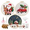 Christmas Cross Stitch Kit for Beginners Embroidery DIY Material Package with Hoops Colored Threads