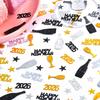 300 stuks Gouden & Zwarte Glitter Confetti 2026 Oudejaarsavond Feestdecoraties met Genummerd 2026, Fijne Nieuwjaars Uitsnijdingen