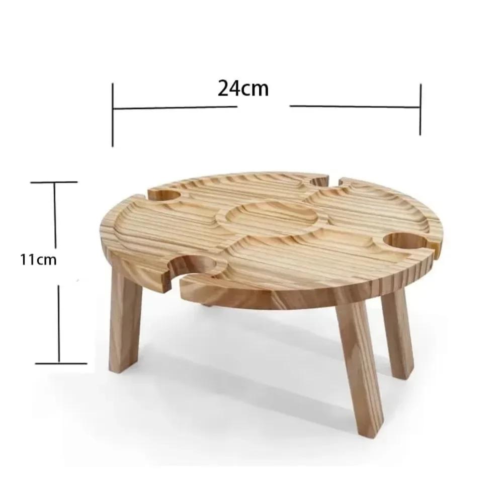 Kompakter Rotwein Tisch Outdoor Snack Regal Holz Tragbarer Esstisch Klappbar Klein Stabil und Rutschfest Handpolierter Tisch