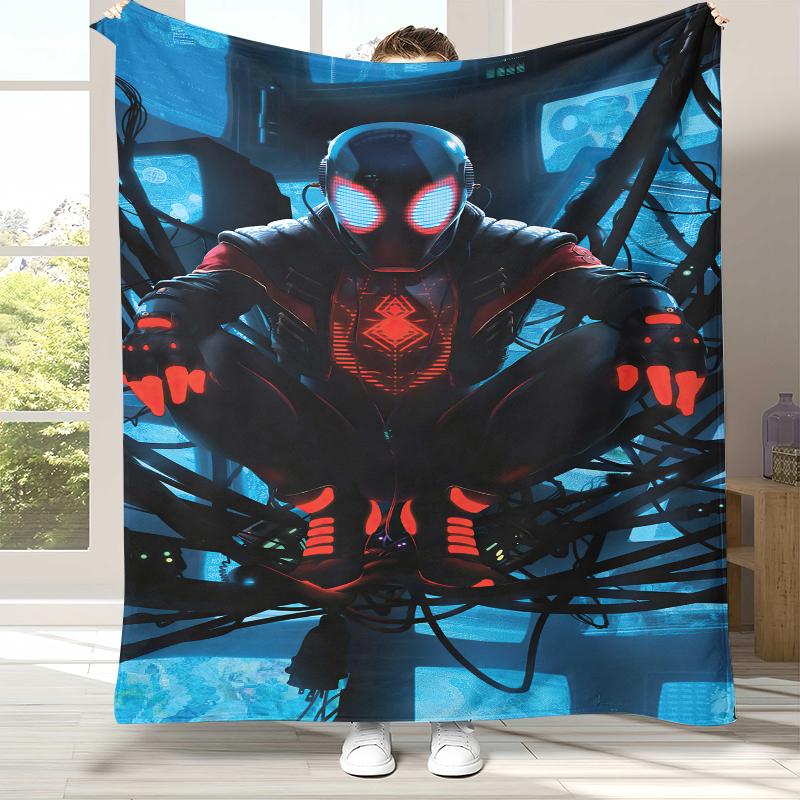 Marvel Avengers Spider Man Cartoon Flannel Blanket,Ultra Soft Warm Plush Throw for Home Bedroom Bed Sofa Cover Office Picnic