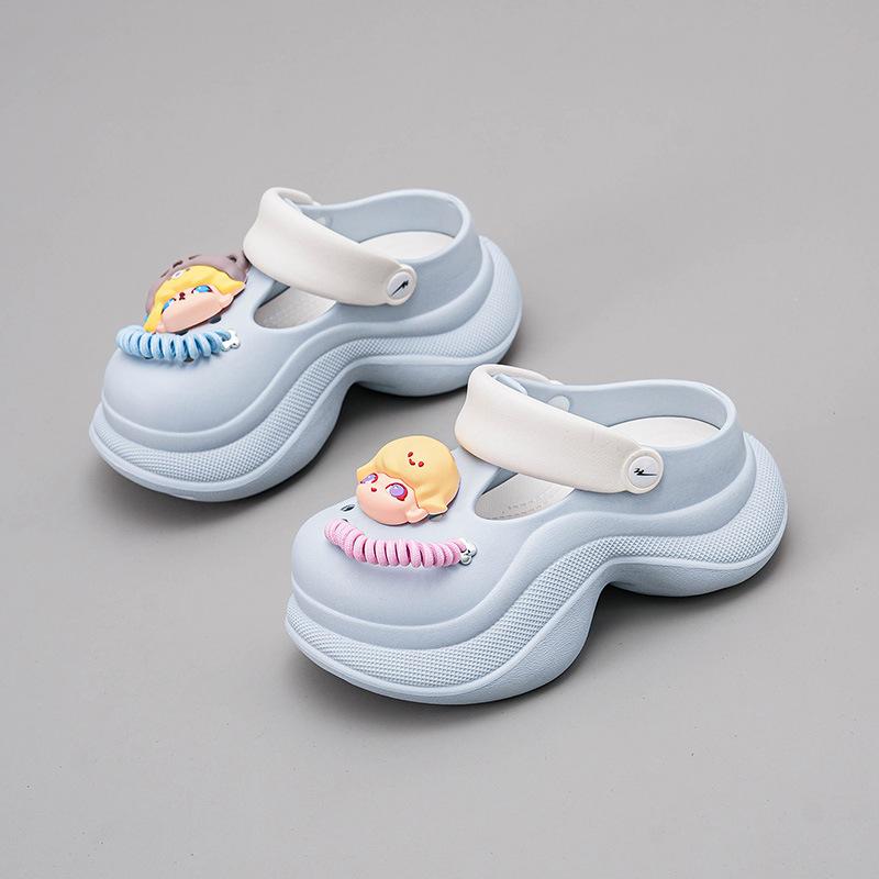 

CH1610-Blue PP women s shoes 2025 new summer hole shoes versatile thick-soled soft-soled heightening slippers 35