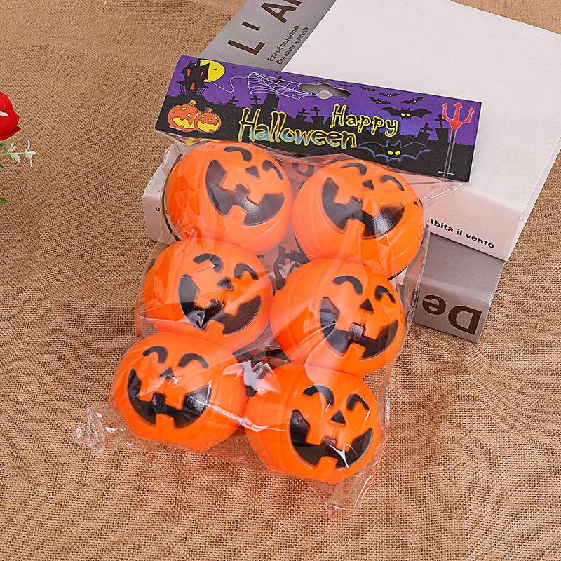 6pcs Mini Portable Black Orange Halloween Pumpkin Bucket Kids Trick or Treat Candy Bucket Holder Bag for Halloween Party Props