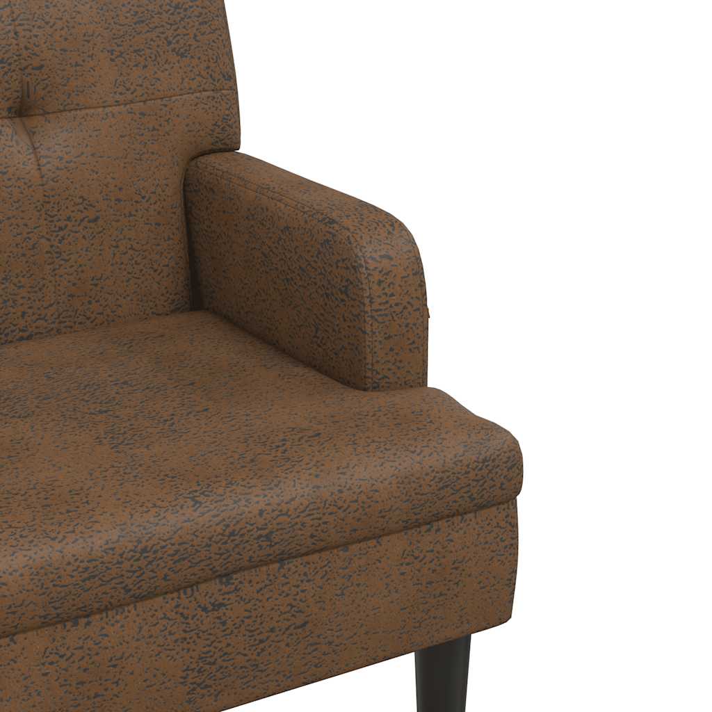 Bench with Backrest Brown 112 X 65.5 X 75 Cm Faux Suede Finish