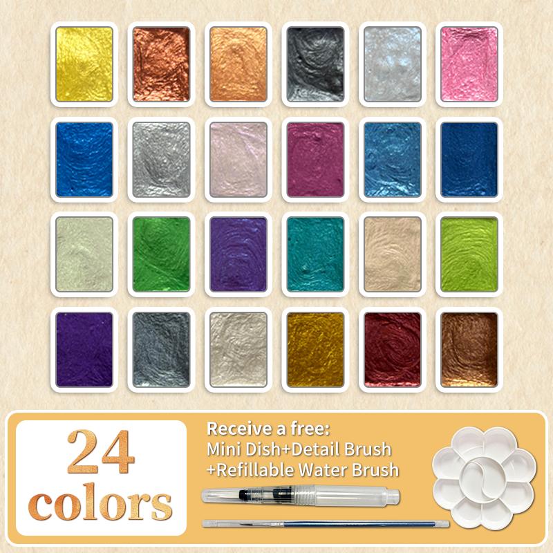 Pearlescent Solid Watercolor Paint Set Pigment Solid Paint Portable Art Kit Color Watercolor Painting Artists School Supplies