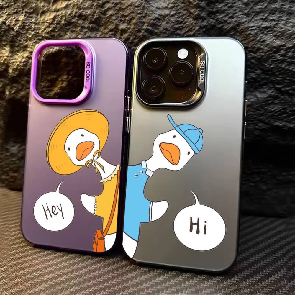 cute duck couple wallpaper Phone Case For iPhone 17,16,15,14,13,12,11,Pro Max,Plus Candy Silver Cover