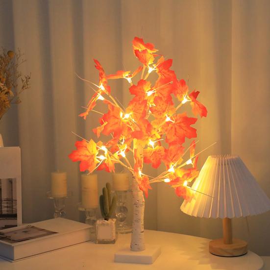 Maple Trees with Lights DIY Branches Maple Leaf Light Fall Thanksgiving Decorations for Home Wedding Indoor Party