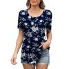 Women's Round Neck Short Sleeve Pleated Loose Fit Leaf Floral Print T Shirt Casual Daily Tunic Top