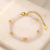Elegant Green Aventurine Beaded Bracelet, 18K Gold PVD Stainless Steel, Waterproof Non-Tarnish Summer Jewelry