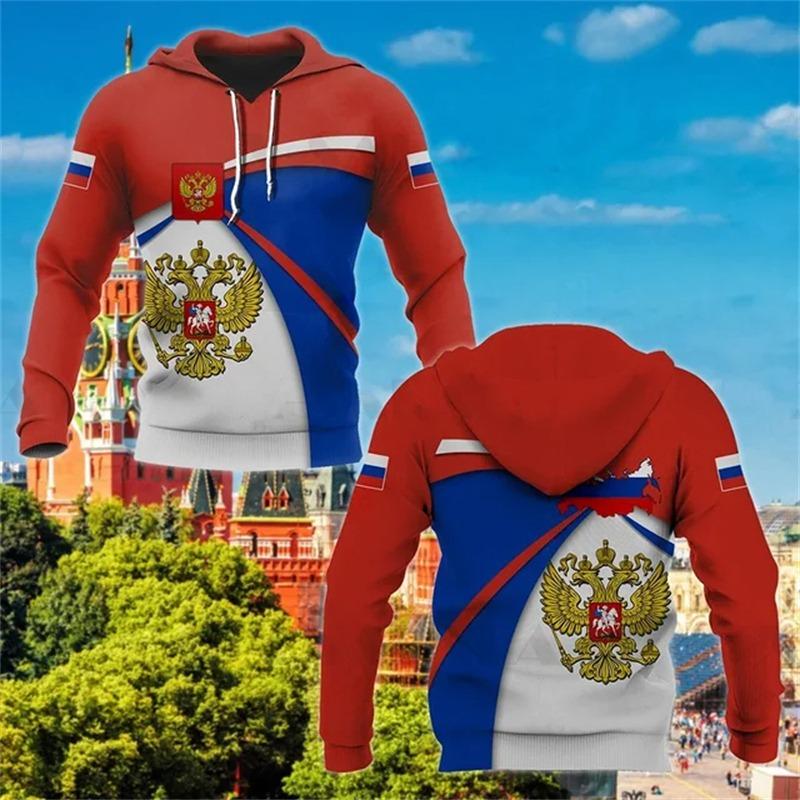 Fashion Men's Hoodie Russia National Emblem Camo 3D Print Fall Sweatshirt Hoodie Street Casual Boy Sweatshirt Y2K Men's Oversized Top Clothing