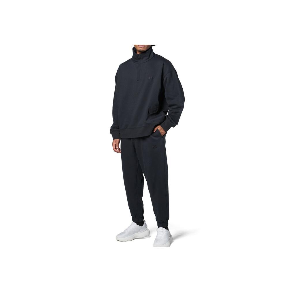 Under Armour Solid Color Casual Training Mid-Rise Knitted Sports Pants Men Bottoms Black 1387977-001