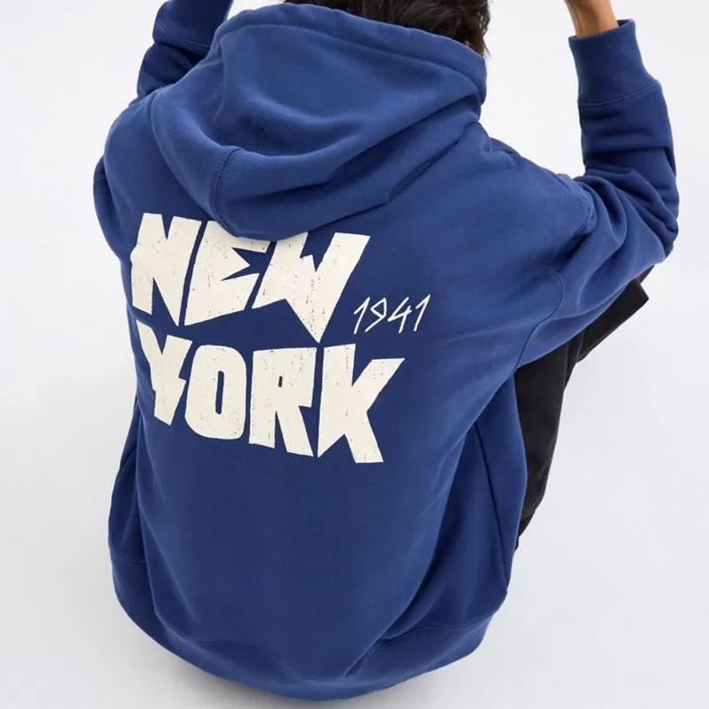 Coach Solid Color Hooded Printed Sweatshirt Men tops Mediterranean-Blue CW775-VBI
