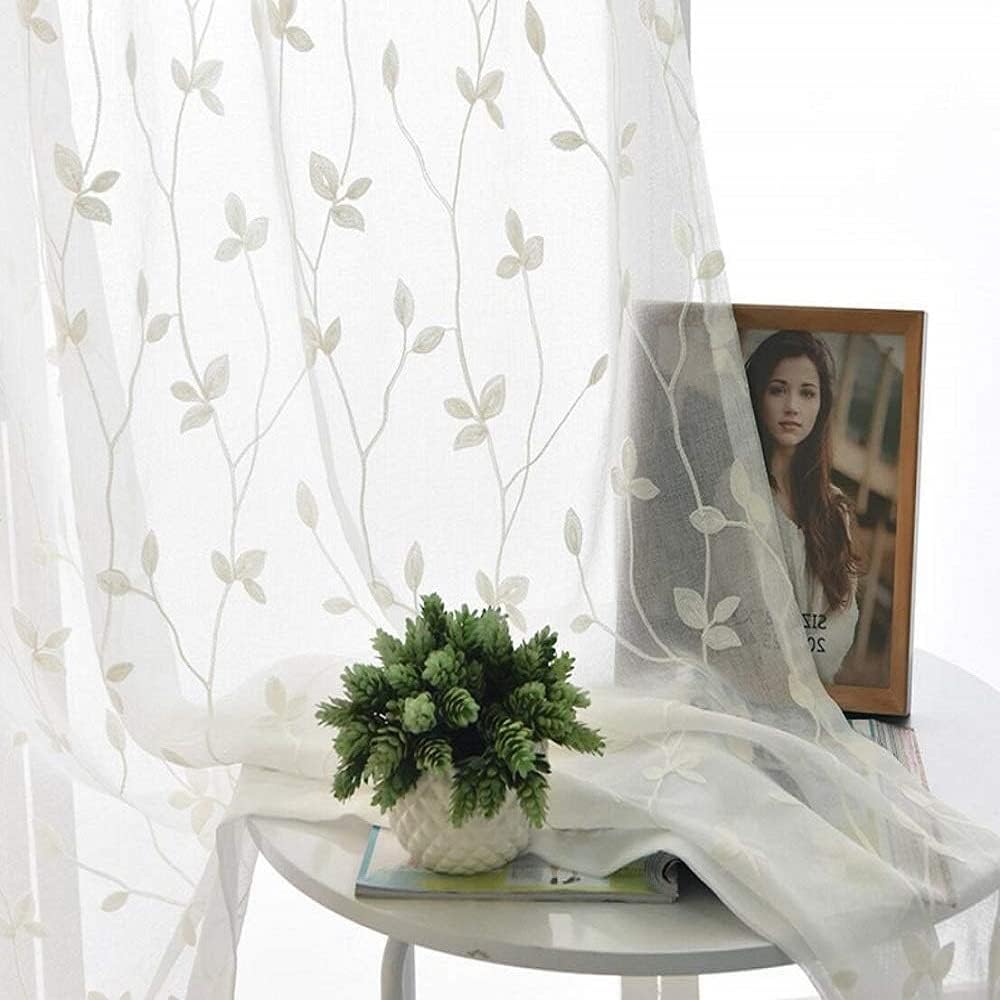 

Тонкое кружево шириной 100 см x длиной белое вышитое марлей с узором листьев пшеницы, доступные нестандартные размеры, шторы, 2, 178 см, шторы, ушки,