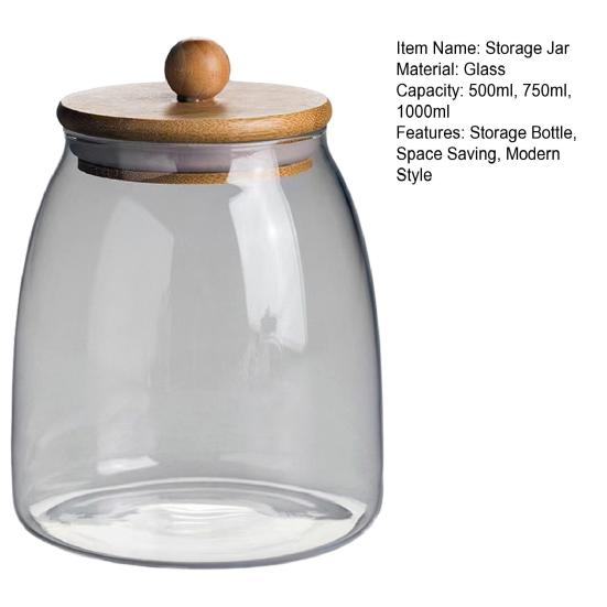 Gewürzglas mit Bambusdeckel Silikondichtung Glasbehälter Klares Glas für Tee Gewürze Trockenwaren Küche