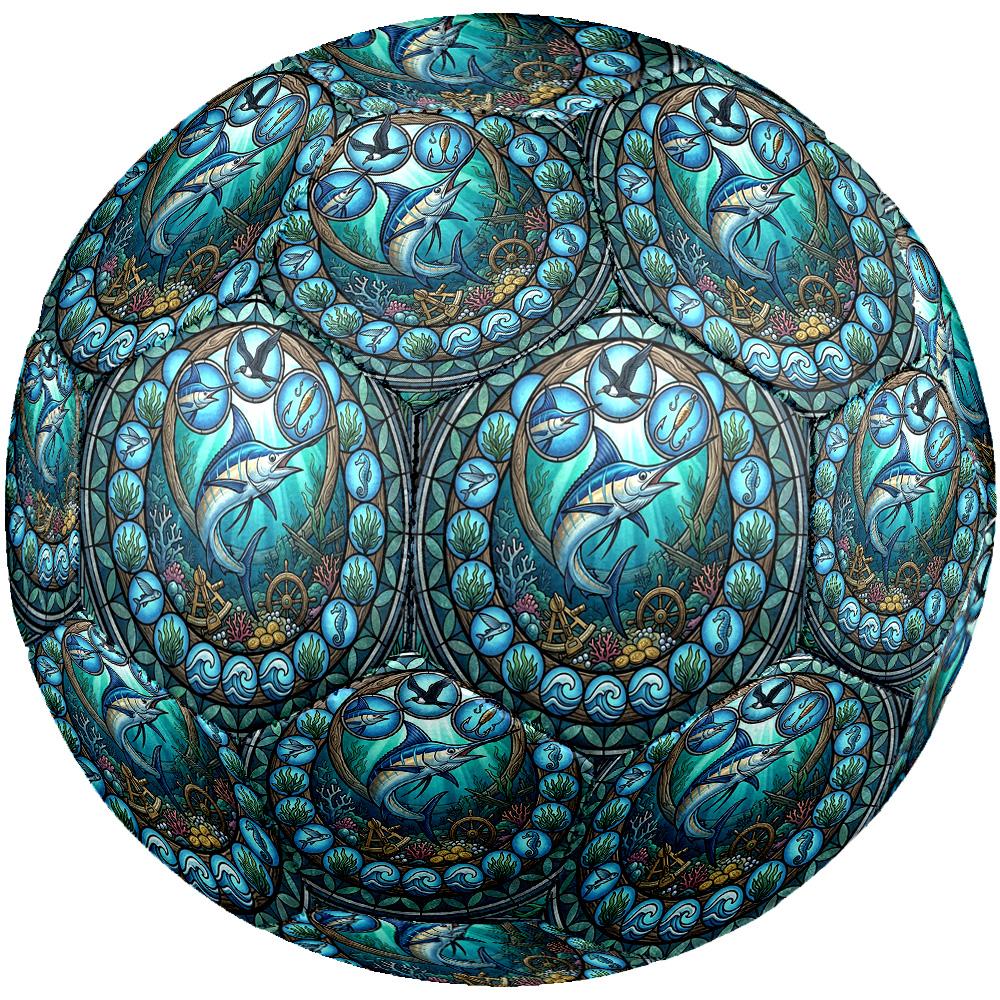 Marine Life Glass Round Football Size 5 Adult Ball Suitable for Training Matches and Outdoor Team.