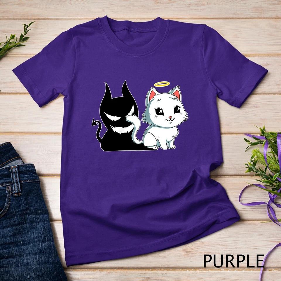 Funny Angel Devil Cat T-Shirt Sweet Dearly Kitty Demon Unisex T-shirt 10 S