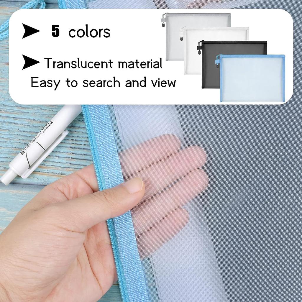 3PCS Transparent A4/A5/A6 Mesh Zipper Pouch Clear Document Bag Book File Folder Stationery Pencil Case Storage Bags Makeup Pouch