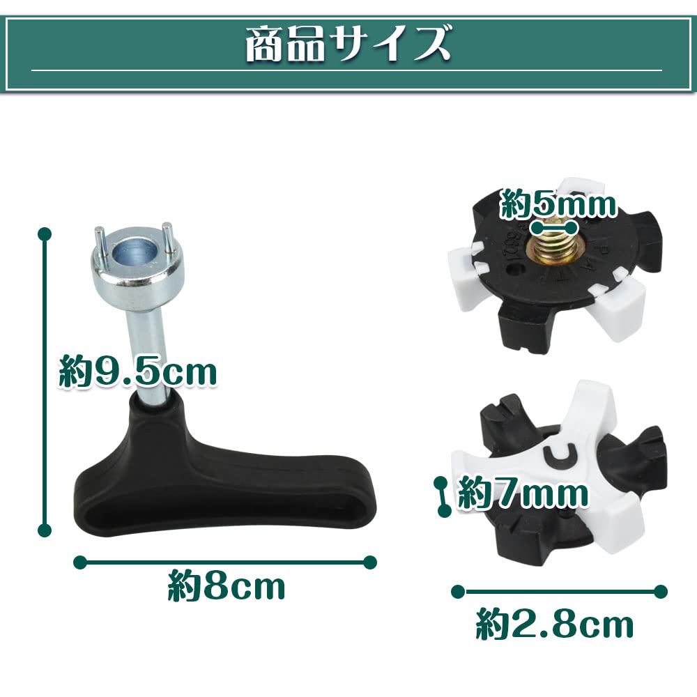 Rubber spikes for golf shoes, 18 pieces, spike wrench, storage bag, 3-piece set, replacement, easy to install