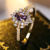 1 ks Zlatá barva Oválný řez Fialový kámen Květinový prsten Svatba Valentýn Šperky