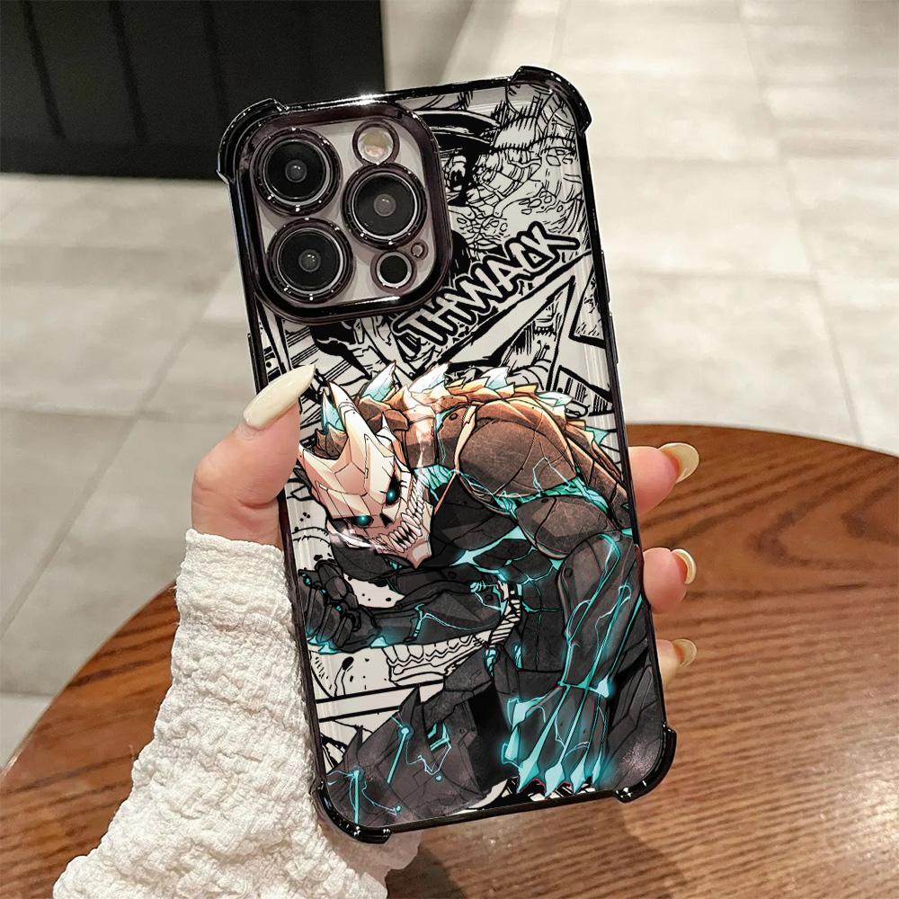 Anime Kaijus No. 8 Plating Phone Case For Samsung S26 S25 S24 S23 S22 S21 S20 FE Note20 Edge Plus Ultra 4G 5G Anti Fall Airbag