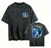 2026 neues Vintage Schwarz gewaschenes T-Shirt Fisch Bass Aufdruck Lässiges Kurzarm-T-Shirt