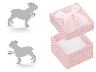 Silver Earrings Little French Bulldogs Women's Studs Dog Bulldog Silver