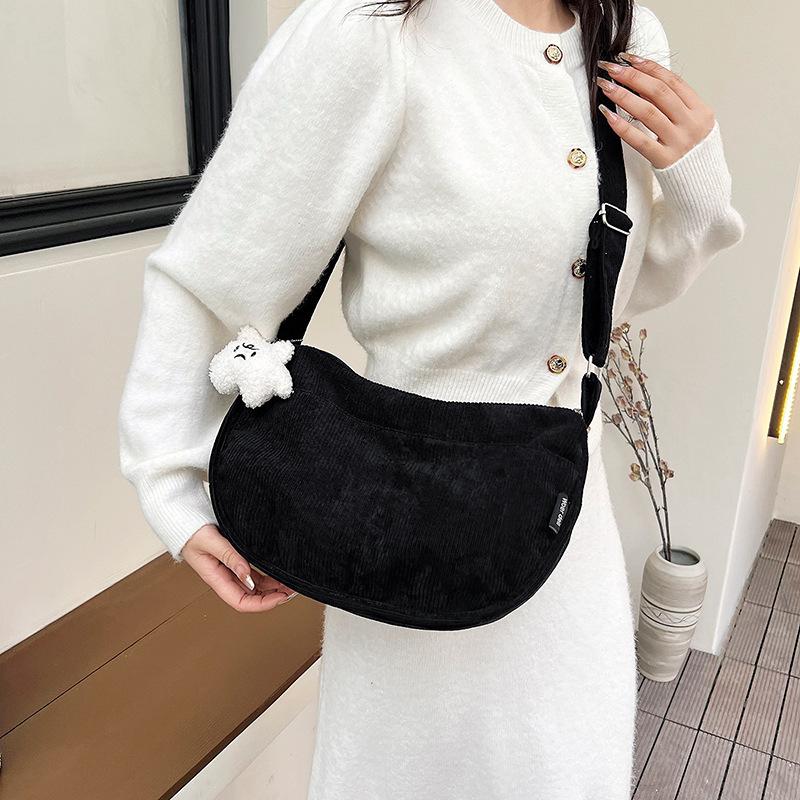 Japanese Harajuku corduroy bag female messenger ins cute dumpling bag literature and art student shoulder bag