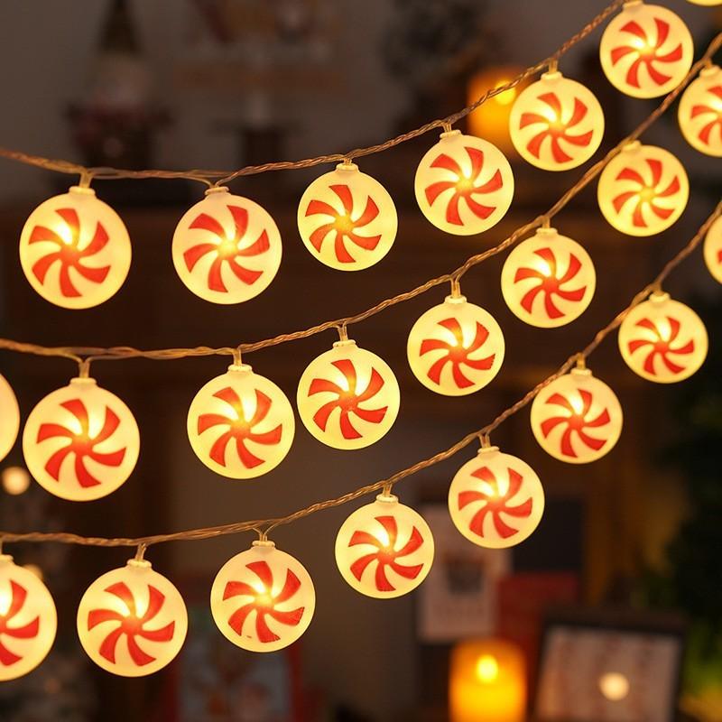 Colorful Led String Lights For Christmas Featuring Santa Snowman And Reindeer Designs