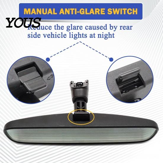 Interior Rearview Mirror Rear View Assembly for Nissan Altima Tiida Sylphy Qashqai Murano, Auto Replacement Manual Anti-Glare Mirror, Clear