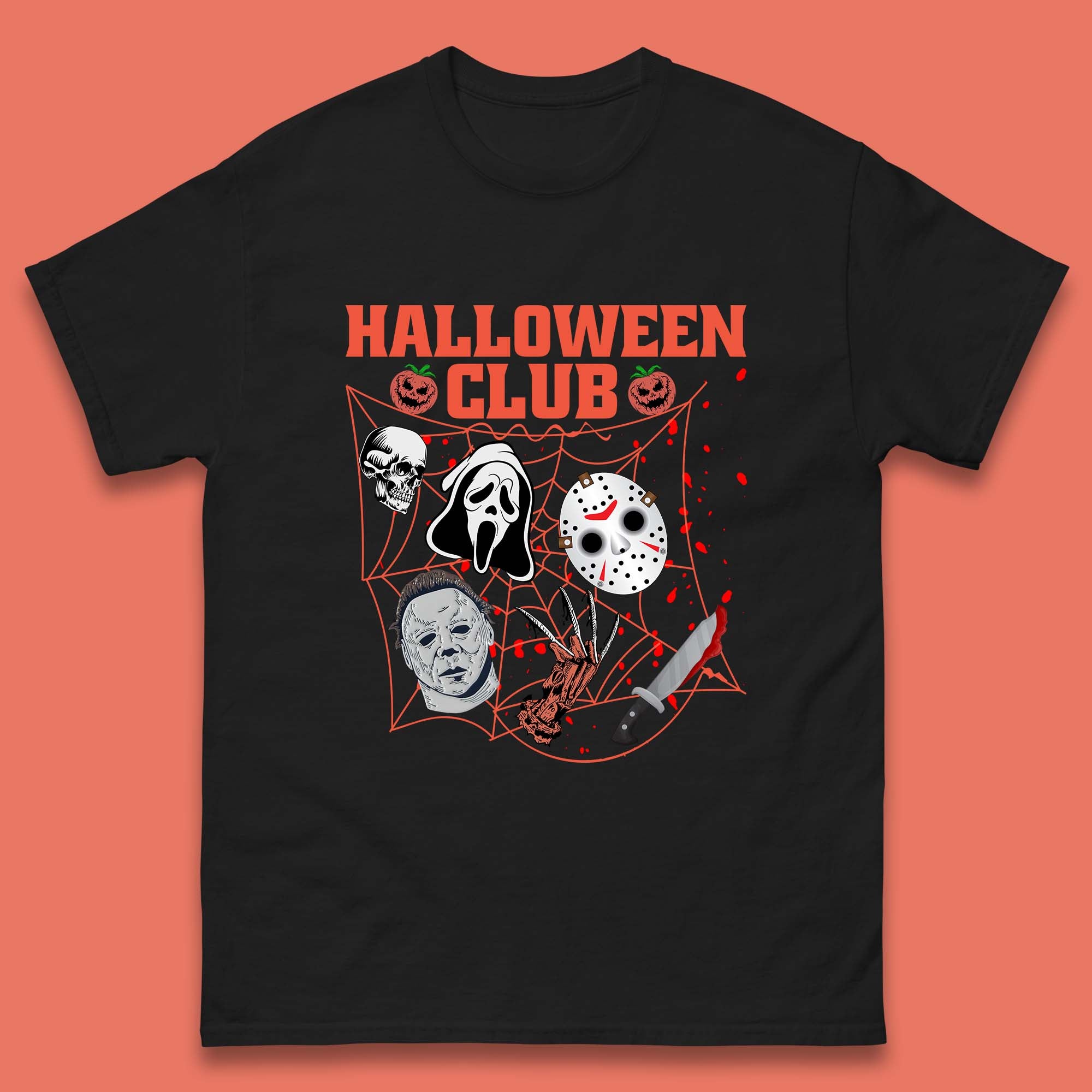 Halloween Club Horror Scary Friends Halloween Horror Movie Characters Mens Tee Top 4XL