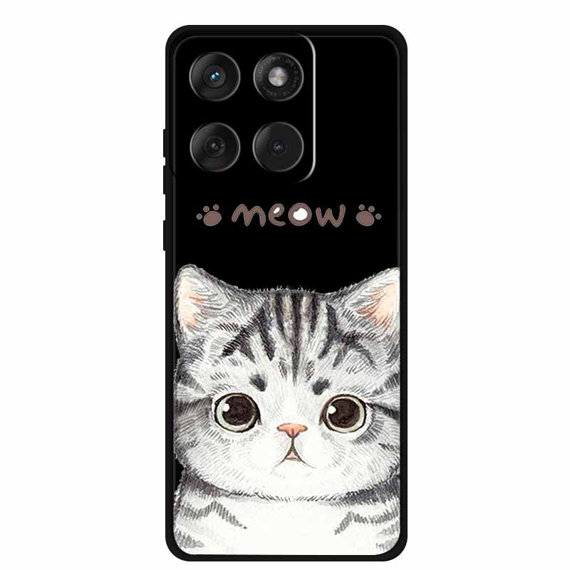 For Motorola G67 Power 5G 2025 Case Shockproof Soft Black Silicone Cute Cat Coque For Moto G67 Power Case 6.7" Cartoon Bumper