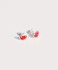 Bonbeau Dotting Red Heart Silver Pin Earrings Silver 925 Dot Red Heart Earrings