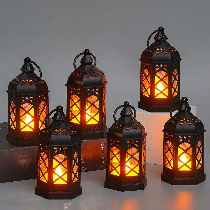 LED Mini Hexagonal Wind Light Simulation Electronic Candle Light Decorative Atmosphere Lamp Small Ornament for Home Party Decor