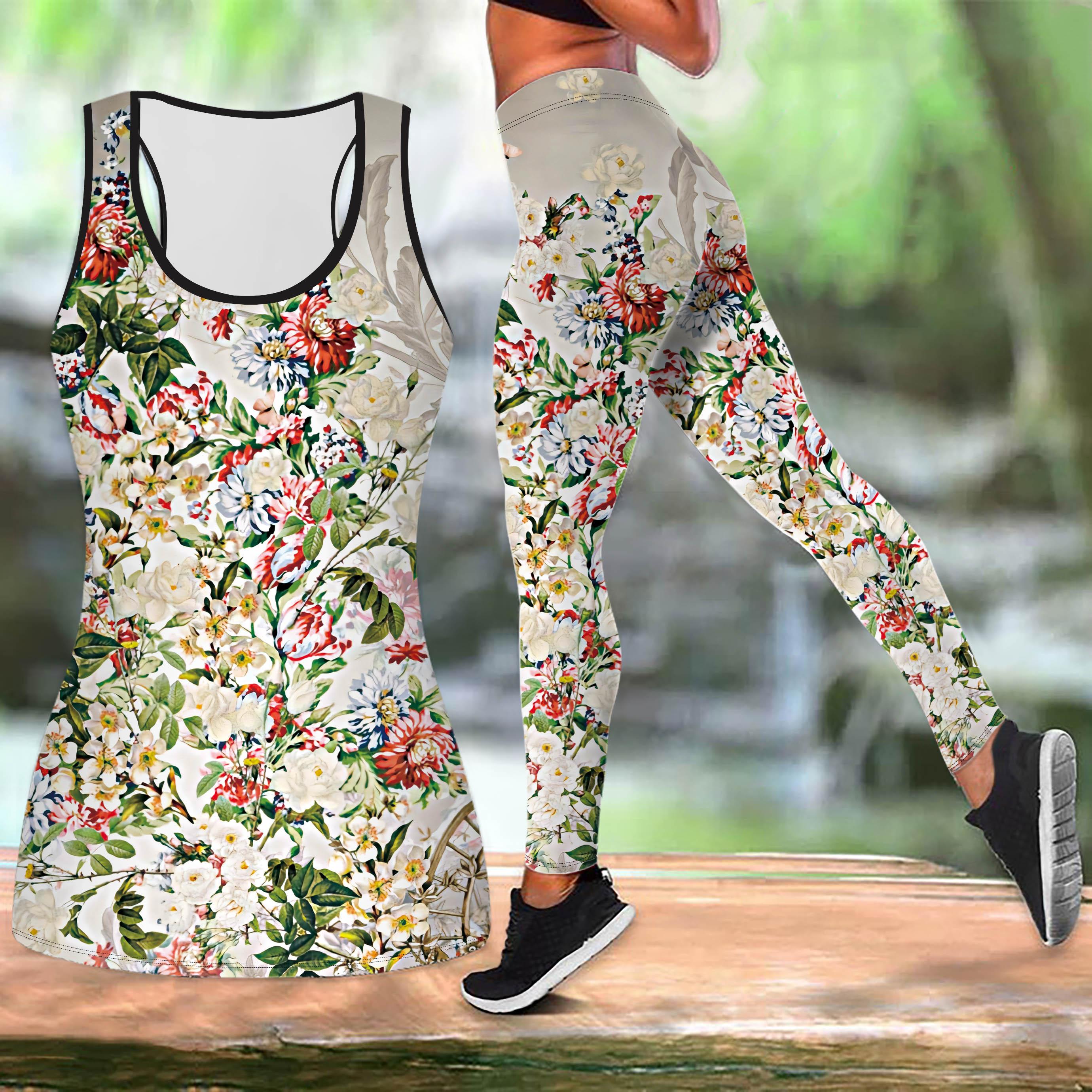 

Красный богатый цветочный принт йога костюм для женщин модные леггинсы для тренировок фитнес спортивный повседневный комплект для йоги спортивный костюм 8XL бежевый