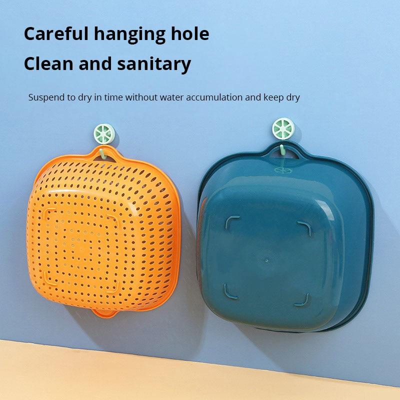 Double layer vegetable washing basin, drain basket, kitchen, fruit tray, living room, household vegetable basket, water filter