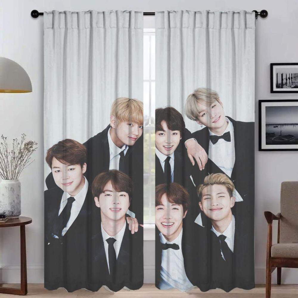 

B-BTS Оконная штора для комнаты 2 панели Противомоскитные шторы для разделения комнаты Хэллоуинская декорация Домашние интерьерные шторы W132xH274cmx2pcs-CL