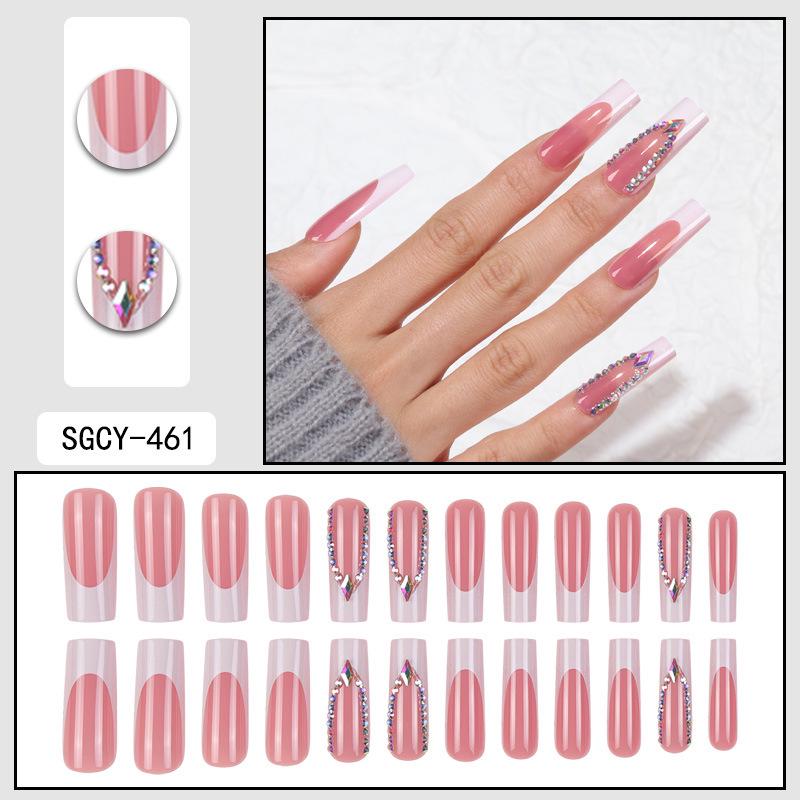 O8 Long Nail Art Tips - European & American High-End Wearable Summer Stickers