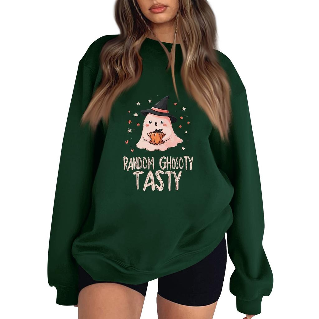 Women's Pullover Dropped Shoulder Halloween Print Sports Sweatshirt Top