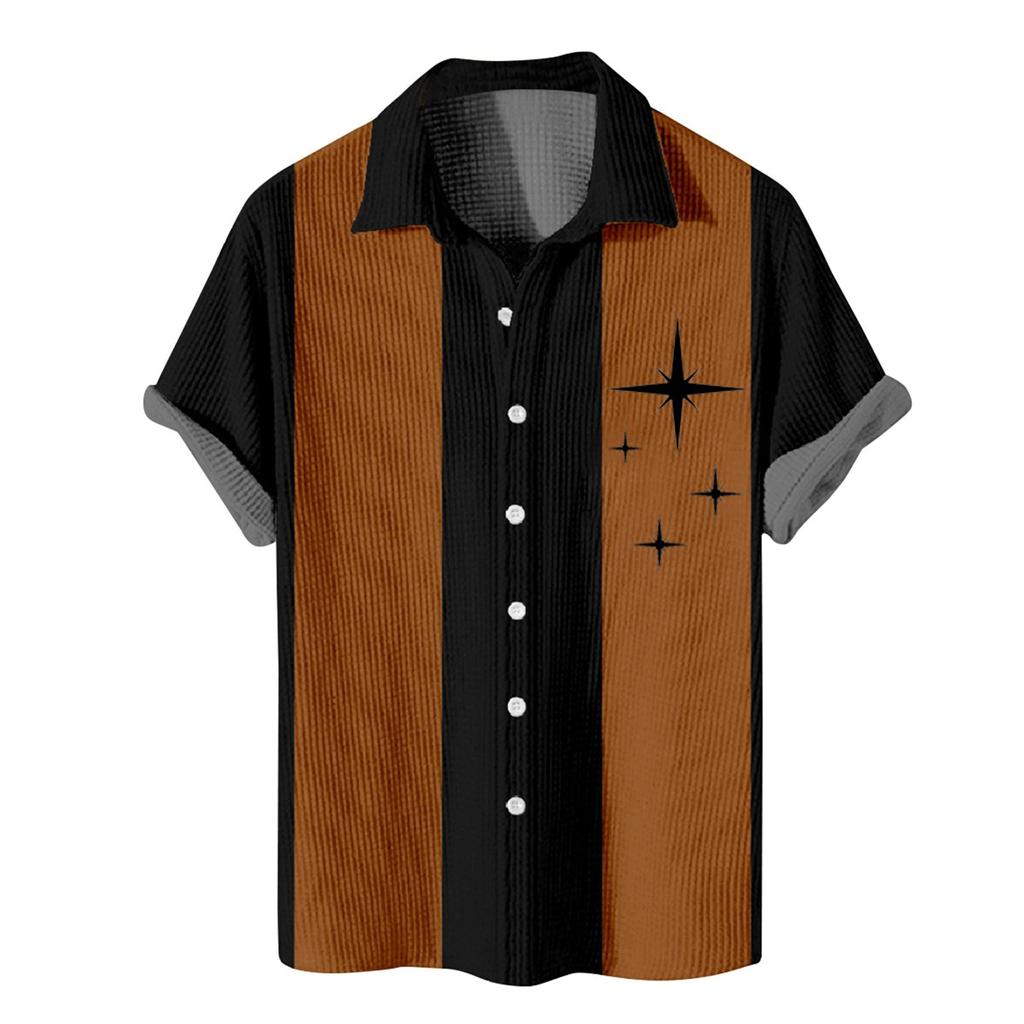 Herren-Hemden mit Hawaii-Muster, bedruckt, kurzärmelig, mit Knöpfen, für Herren, lässige Mode, kurzärmelige Hemden