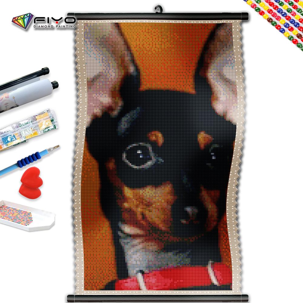

5D DIY Рамка Алмазная картина Черная собака Полный квадратный круглый мозаика Животное Вышивка Полный комплект Домашний декор