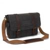 Canvas Skew Bag with Top Layer Leather Men's Camera Bag Waxed Vintage Shoulder Skew Back